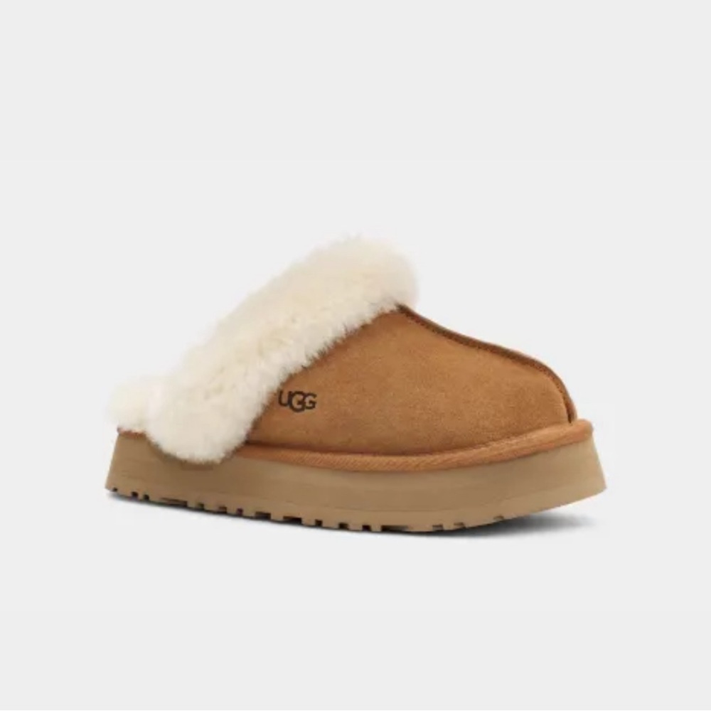 UGG Disquette Platform Chestnut Slippers Womens Size 7 NWT